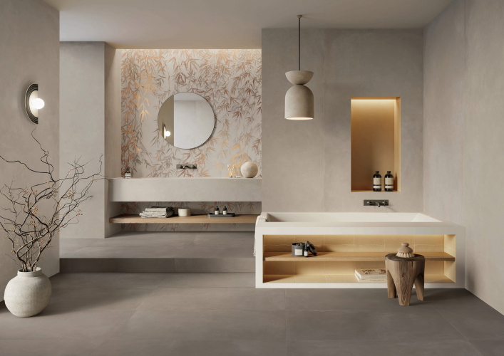 CAESAR lancio Prima Concrete 120x278 Lead 120x120 Sienna 120x120 BAGNO SITO